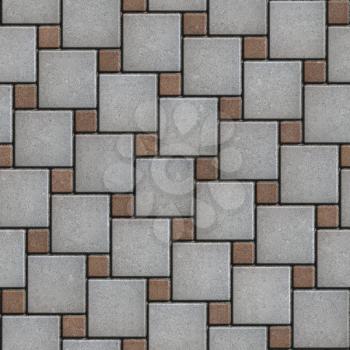 Gray and Brown Paving Slabs Laid Alternately Large and Small Squares. Seamless Tileable Texture.