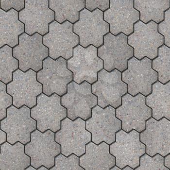 Gray Figured Pavement in the Form of Flower with Six Petals. Seamless Tileable Texture.