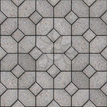 Gray Pavement of Four Hexagons Around the Square. Seamless Tileable Texture.