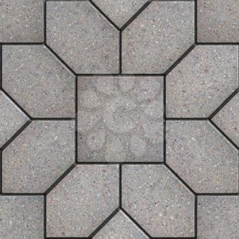 Gray Pavement in the Form of Hexagons as Petals Laid Around the Square. Seamless Tileable Texture.