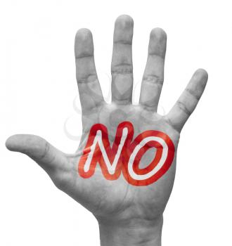 Royalty Free Photo of a Hand With the Word No on It