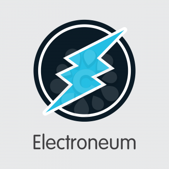 Electroneum - Digital Currency Simbol. Vector illustration of Cryptocurrency Icon on Grey Background. Vector Trading sign ETN