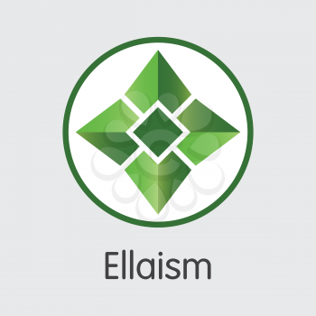 Ellaism - Cryptocurrency Blockchain Vector Icon on Grey Background. Virtual Currency. Vector Trading Sign ELLA.
