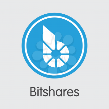 Bitshares Criptocurrency Blockchain Icon on Grey Background. Virtual Currency. Vector Trading Sign Bitshares.