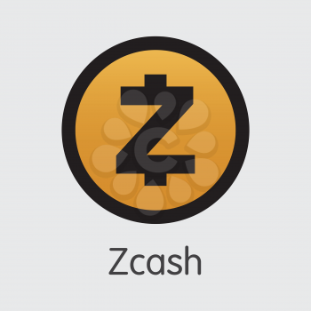 Zcash Coin Criptocurrency Blockchain Icon on Grey Background. Virtual Currency. Vector Trading Sign ZEC.