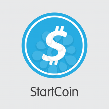 Startcoin - Coin Pictogram of Fintech Industry, Finance Digitization. Modern Illustration. Premium Quality Element of START. Simple Vector Trading Sign of Design for Web Graphics.