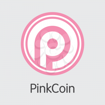 Vector Pinkcoin Virtual Currency Coin Symbol. Mining, Coin, Exchange. Vector Colored Logo of PINK.
