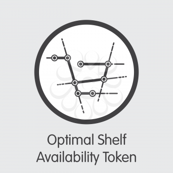 OSA - Optimal Shelf Availability Token. The Market Logo or Emblem of Crypto Coins, Market Emblem, ICOs Coins and Tokens Icon.