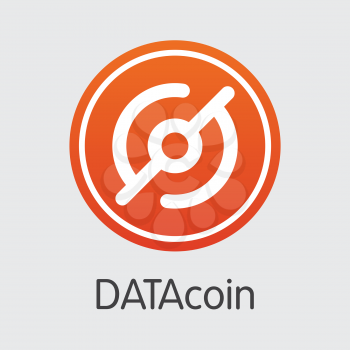 Datacoin Blockchain Based Secure Cryptocurrency. Isolated on Grey DATA Vector Web Icon.