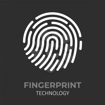 Fingerprint Icon on the Dark Grey Background. Vector Illustration.