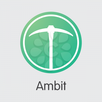 Ambit Blockchain Based Secure Crypto Currency. Isolated on Grey AMBT Vector Icon.
