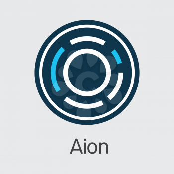 Aion - Coin Pictogram of Fintech Industry, Finance Digitization. Modern Pictogram. Premium Quality Coin Symbol of AIO. Simple Vector Coin Illustration of Design for Web Graphics.