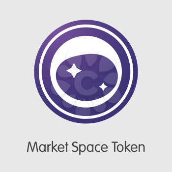 Market Space Token - Coin Illustration of Fintech Industry, Finance Digitization. Modern Colored Logo. Premium Quality Pictogram Symbol of MASP. Simple Vector Colored Logo of Design for Web Graphics.