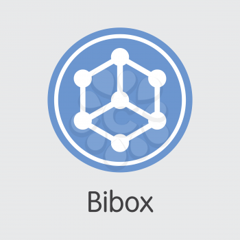 Exchange - Bibox. The Crypto Coins or Cryptocurrency Logo. Market Emblem, Coins ICOs and Tokens Icon.