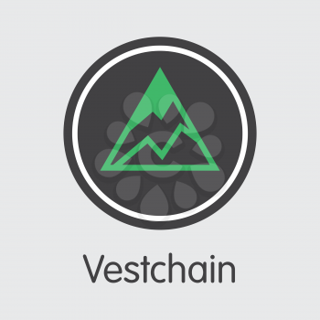 VEST - Vestchain. The Market Logo or Emblem of Cryptocurrency, Market Emblem, ICOs Coins and Tokens Icon.