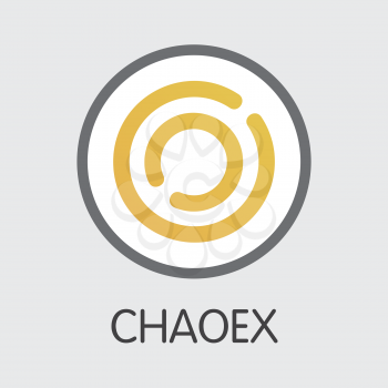 Exchange - Chaoex. The Crypto Coins or Cryptocurrency Logo. Market Emblem, Coins ICOs and Tokens Icon.