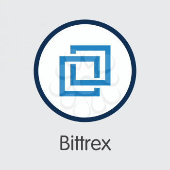 Exchange - Bittrex Copy. The Crypto Coins or Cryptocurrency Logo. Market Emblem, Coins ICOs and Tokens Icon.