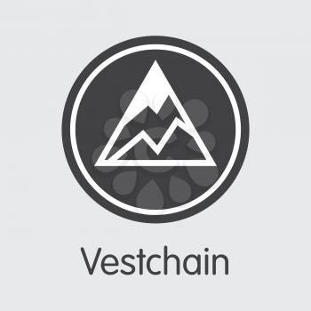 VEST - Vestchain. The Market Logo or Emblem of Virtual Currency, Market Emblem, ICOs Coins and Tokens Icon.