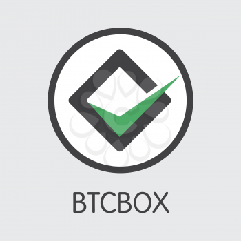 Exchange - Btcbox. The Crypto Coins or Cryptocurrency Logo. Market Emblem, Coins ICOs and Tokens Icon.