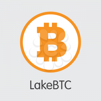 Exchange - Lakebtc. The Crypto Coins or Cryptocurrency Logo. Market Emblem, Coins ICOs and Tokens Icon.