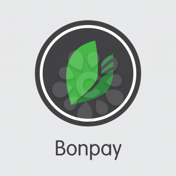 Vector Bonpay Virtual Currency Coin Pictogram. Mining, Coin, Exchange. Vector Colored Logo of BON.