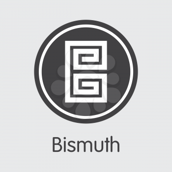 Bismuth - Digital Currency Concept. Colored Vector Icon Logo and Name of Crypto Currency on Grey Background. Vector Trading Sign for Exchange BIS.