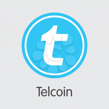 TEL - Telcoin. The Trade Logo or Emblem of Virtual Currency, Market Emblem, ICOs Coins and Tokens Icon.