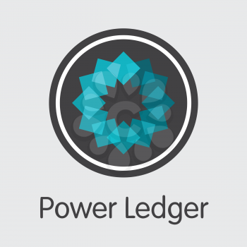 POWR - Power Ledger. The Market Logo or Emblem of Virtual Momey, Market Emblem, ICOs Coins and Tokens Icon.