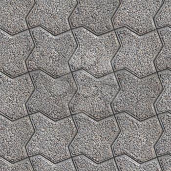 Gray Figured Pavement as Bending Square. Small Size. Seamless Tileable Texture.