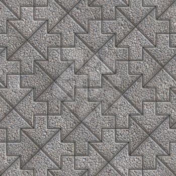 Grey Granular Mosaic Paving Slabs. Seamless Tileable Texture.