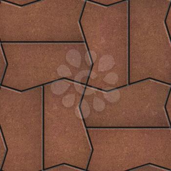 Brown Figured Pavement Slabs. Seamless Tileable Texture.