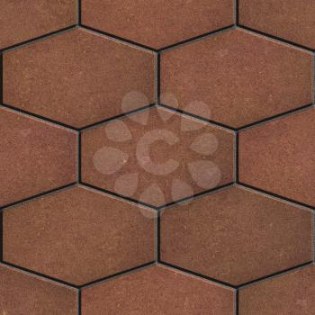 Brown Brick Pavers in the form of hexagons. Seamless Tileable Texture.