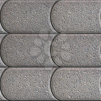 Gray Granular Pavement Slabs in Rounded Shape. Seamless Tileable Texture.