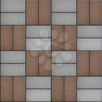 Gray and Brown Rectangle Pavement, Laid Staggered. Seamless Texture.