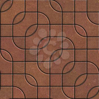 Brown Pavement with a Complex Pattern of Squares. Seamless Tileable Texture.