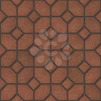Decorative Figured Brown Pavement Slabs. Seamless Tileable Texture.