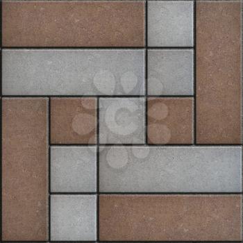 Decorative Rectangle and Square Slabs Paving. Gray and Brown Color, Seamless Texture. 