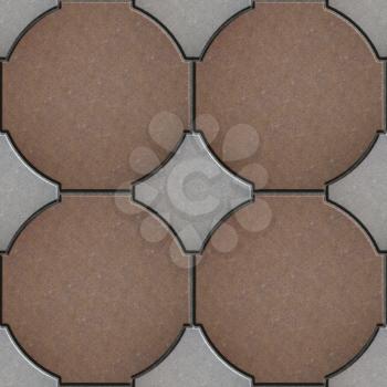 Pavement Brown and Gray. The Circle is Surrounded by Rhombs. Seamless Tileable Texture.