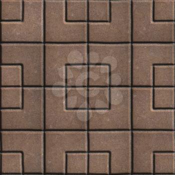 Brown Concrete Paving Slabs in Form of Squares Different Sizes. Seamless Tileable Texture.
