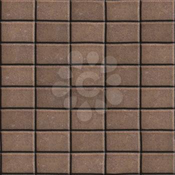 Brown Paving Slabs Lined Rectangles of the Single Size. Seamless Tileable Texture.