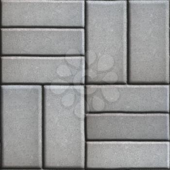 Gray Pave Slabs Rectangles Arranged Perpendicular to Each other Two or Three Pieces. Seamless Tileable Texture.