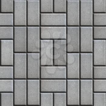 Gray Pave Slabs Rectangles Laid out in a Chaotic Manner. Seamless Tileable Texture.