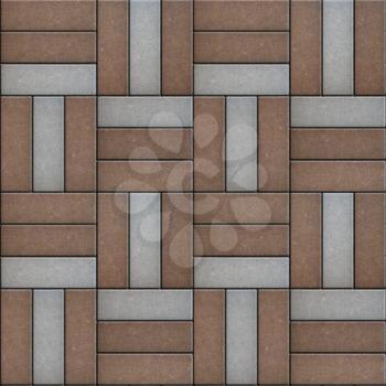 Brown and Gray Rectangle Laid in Form of Weaving. Seamless Tileable Texture.