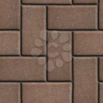 Brown Paving of Sidewalk Slabs Rectangles. Seamless Tileable Texture.