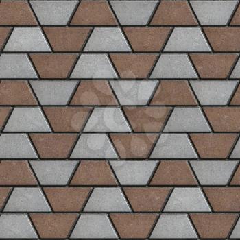 Gray-Brown Paving Slabs in the Form Trapezoids. Seamless Tileable Texture.