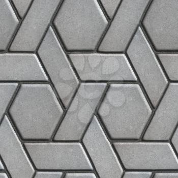 Gray Paving Slabs Built of Rectangles and Rhombuses. Seamless Tileable Texture.