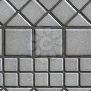 Grey Paving Slabs of the Figures Different Geometrical Shape. Seamless Tileable Texture.