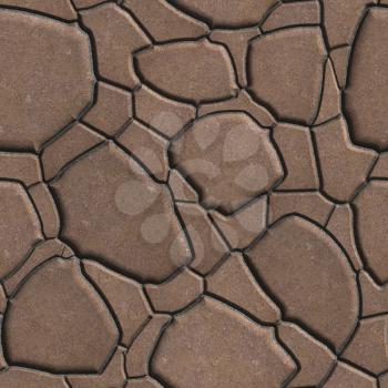 Brown Figured Paving Slabs which Imitates Natural Stone. Seamless Tileable Texture.
