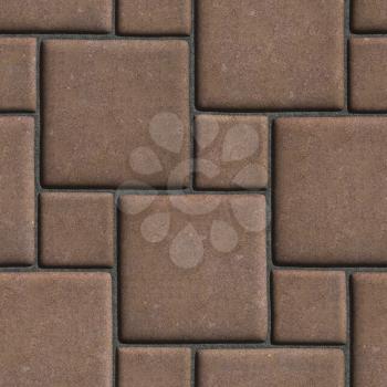 Concrete Brown Figured Pavement of Large and Small Squares. Seamless Tileable Texture.