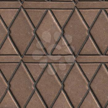 Brown Paving Slabs Built of Rhombuses and Rectangles. Seamless Tileable Texture.